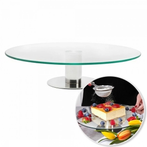 Patera szklana ozdobna - obrotowa - 30cm -  na nodze wys. 7cm - OMENA