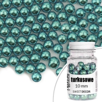 Perełki błyszczące turkusowe 10mm - 40g