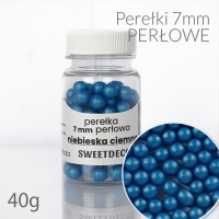 Perłowe Perełki 7mm - niebieskie ciemne 40g
