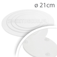 Podkład pod tort okrągły - biała pleksa 3mm - średnica 21cm