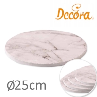 Podkład pod tort okrągły gruby Biały MARMUROWY- 25cm (gr 12mm)