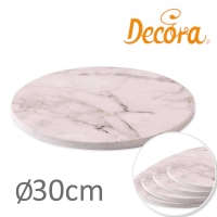 Podkład pod tort okrągły gruby Biały MARMUROWY- 30cm (gr 12mm)