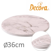 Podkład pod tort okrągły gruby Biały MARMUROWY- 36cm (gr 12mm)