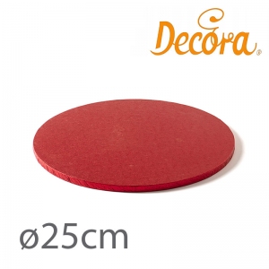 Podkład pod tort okrągły gruby czerwony - 25cm (gr 12mm)