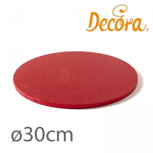 Podkład pod tort okrągły gruby czerwony - 30cm (gr 12mm)