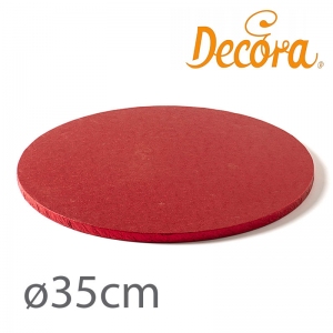 Podkład pod tort okrągły gruby czerwony - 35cm (gr 12mm)