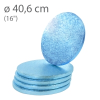 Podkład pod tort okrągły metaliczny BŁĘKITNY - 40,6cm