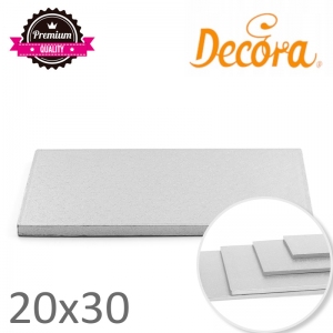 Podkład pod tort prostokątny gruby SREBRNY - 20x30cm (gr 12mm)