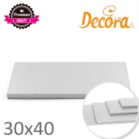 Podkład pod tort prostokątny gruby SREBRNY - 30x40cm (gr 12mm)