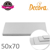 Podkład pod tort prostokątny gruby SREBRNY - 50x70cm (gr 12mm)