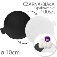 Podkładka cienka pod tort Okrągła dwustronna - Biała / Czarna śr. 10cm - 100szt