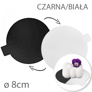 Podkładka cienka pod tort Okrągła dwustronna - Biała / Czarna śr. 8cm