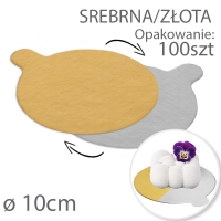 Podkładka cienka pod tort Okrągła dwustronna - Srebrna / Złota śr. 10cm - 100szt