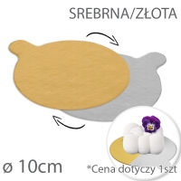 Podkładka cienka pod tort Okrągła dwustronna - Srebrna / Złota śr. 10cm - 1szt