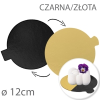 Podkładka cienka pod tort Okrągła dwustronna - Złota / Czarna śr. 12cm