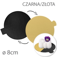 Podkładka cienka pod tort Okrągła dwustronna - Złota / Czarna śr. 8cm