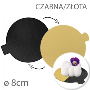 Podkładka cienka pod tort Okrągła dwustronna - Złota / Czarna śr. 8cm