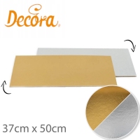 Podkładka cienka pod tort Prostokątna - Srebrna / Złota 37cm x 50cm