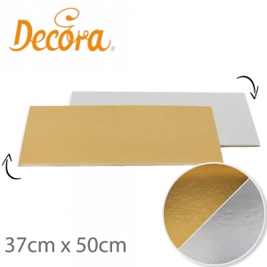 Podkładka cienka pod tort Prostokątna - Srebrna / Złota 37cm x 50cm