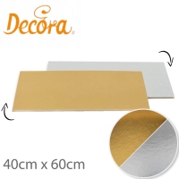 Podkładka cienka pod tort Prostokątna - Srebrna / Złota 40cm x 60cm