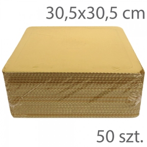 Podkłady pod tort GRUBE- 30,5 X 30,5 - Złote (50szt)