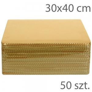 Podkłady pod tort GRUBE- 30 x 40 - Złote (50szt)