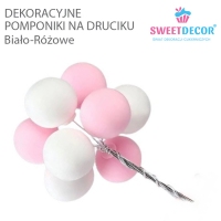 Pomponiki na druciku - Biało Różowe