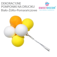 Pomponiki na druciku - Biało-Żółto-Pomarańczowe
