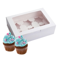 Pudełko na sześć muffin - Białe - z okienkiem