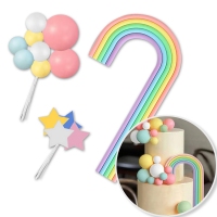 Różowy zestaw ozdób dekoracyjnych - Tęcza + Kule + Gwiazdki