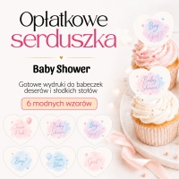 Serca jadalne do lodów i deserów - Baby Shower - 18 szt
