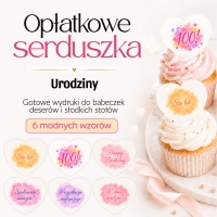 Serca jadalne do lodów i deserów - Urodzinowe - 18 szt