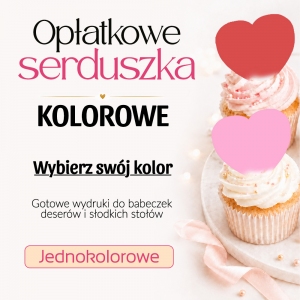 Serca opłatkowe do lodów i deserów - Kolorowe - 18 szt