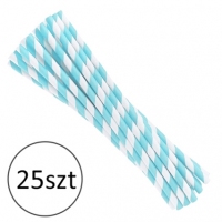 Słomki w kolorze Baby blue 20cm papierowe - 25szt - grube
