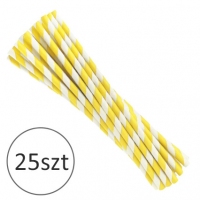 Słomki w kolorze Cytrynowo-Białym 20cm papierowe - 25szt