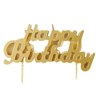 Świeczka urodzinowa - Happy Birthday złoty napis