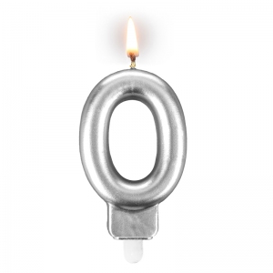 Świeczka urodzinowa "srebrna sztabka" - cyfra "0"