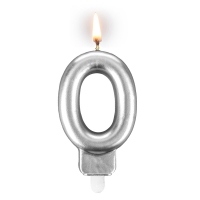 Świeczka urodzinowa "srebrna sztabka" - cyfra "0"