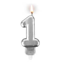 Świeczka urodzinowa "srebrna sztabka" - cyfra "1"