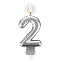Świeczka urodzinowa "srebrna sztabka" - cyfra "2"