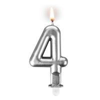 Świeczka urodzinowa "srebrna sztabka" - cyfra "4"