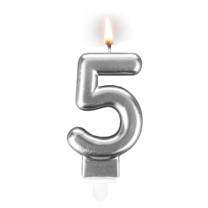 Świeczka urodzinowa "srebrna sztabka" - cyfra "5"