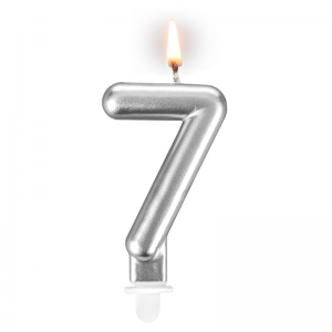 Świeczka urodzinowa "srebrna sztabka" - cyfra "7"