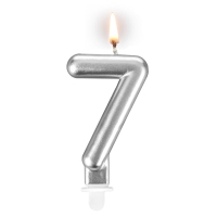 Świeczka urodzinowa "srebrna sztabka" - cyfra "7"