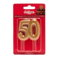 Świeczka urodzinowa - złota cyfra "50"