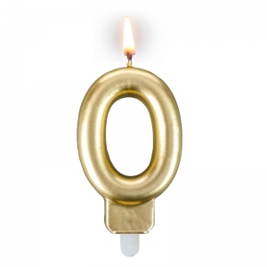 Świeczka urodzinowa "złota sztabka" - cyfra "0"