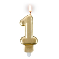 Świeczka urodzinowa "złota sztabka" - cyfra "1"