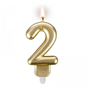 Świeczka urodzinowa "złota sztabka" - cyfra "2"