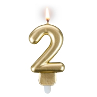 Świeczka urodzinowa "złota sztabka" - cyfra "2"