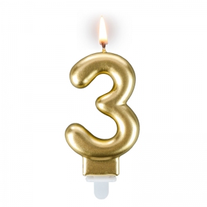 Świeczka urodzinowa "złota sztabka" - cyfra "3"